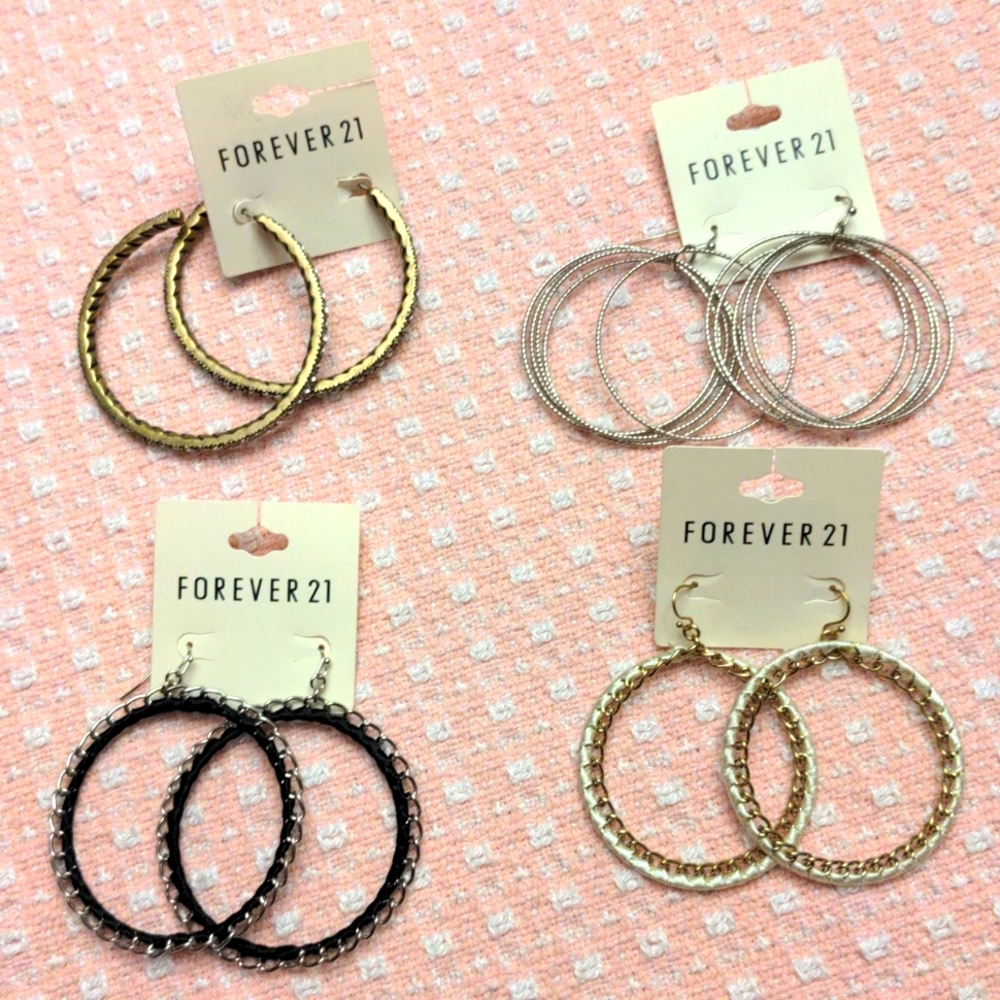 4 pairs of hoop style earrings
